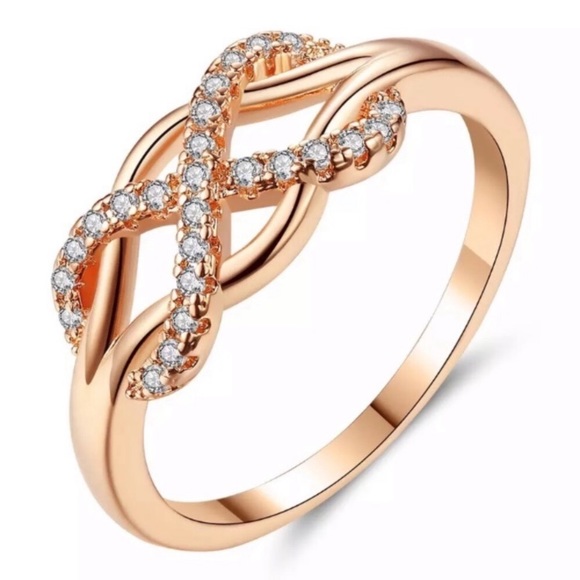 New 18K Rose Gold Diamond Infinite Ring - Picture 2 of 5